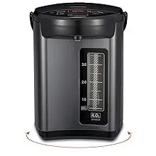 Water Boiler &Warmer, 4.0 Liter, Metallic Black, with Swivel Base, One-touch Electric Dispensing System, Electric Heating Bottle