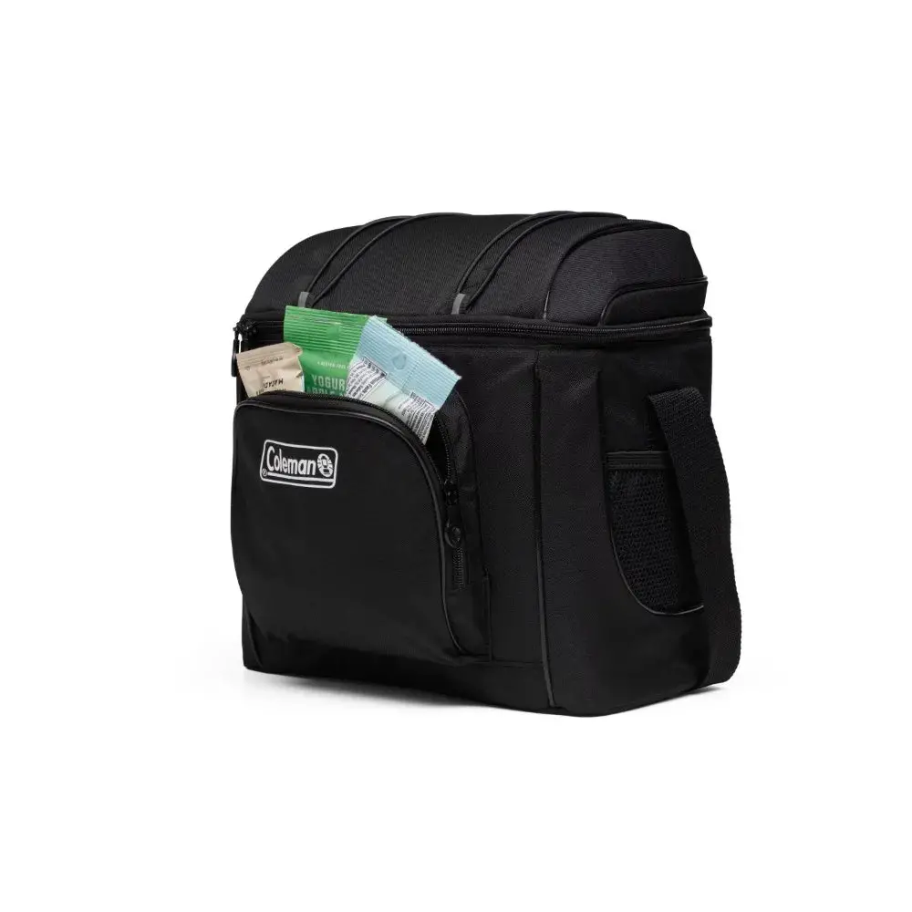 16-cans Insulated Soft Cooler Bag, Black, Adjustable Padded Sling Strap and Padded Side Handles for Easy Transport