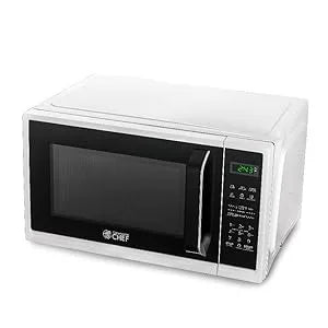 0.9 Cubic Foot Microwave, Small Microwave with Grip Handle, 900W with Digital Display, Door Lock and Kitchen Timer, White