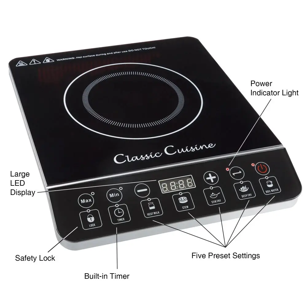 Multi-Function 1800W Portable Induction Cooker, Electric Hot Plate Stove Burner,14 inches L x 11.4 inches W x 2.5 inches H