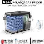 Przenośna lodówka, przenośna zamrażarka, 42 kwarty (40 l) elektryczna chłodziarka, lodówka samochodowa, kabel 12/24 V DC i 110/240 V AC, lodówka samochodowa
