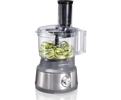 Food Processor & Vegetable Chopper for Slicing, Shredding, Mincing, and Puree, 10 Cups + Veggie Spiralizer, Grey and Stainless