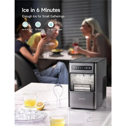 Countertop Ice Maker, Ice in 6 Mins, 24 lbs/Day, Portable & Compact Gift with Self-Cleaning, for Apartment/Kitchen/Office/RV