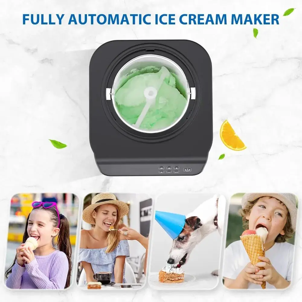 1.3 Quart Ice Cream Maker Machine with Built-in Compressor, Fully Automatic and No Pre-freezing, 1 Hour Keep-Cooling