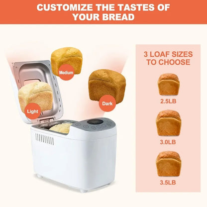 3.5-pound 15-in-1 automatic bread maker with dual kneading paddle bread maker, touch screen and LCD display screen