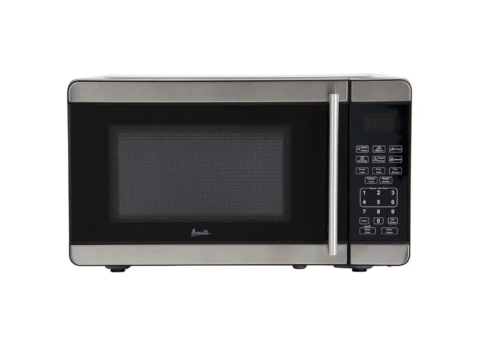 Microwave Oven 700-Watts Compact with 6 Pre Cooking Settings, Speed Defrost, Electronic Control Panel and Glass Turntable