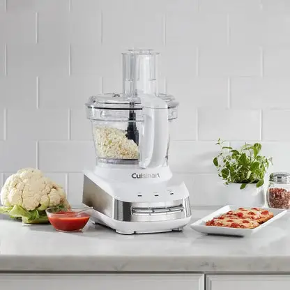 Custom 10-Cup Multifunctional Food Processor, Stainless-Steel Blades, 500W, with control paddles (Mix/Low/High/Pulse), White