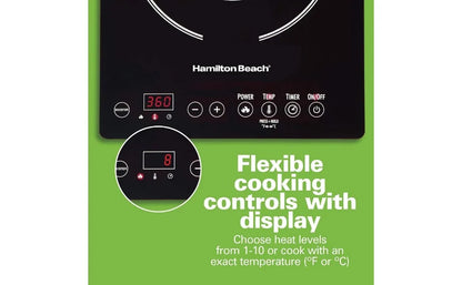 Portable Single Induction Cooktop Countertop Burner Hot Plate with Fast Heating Mode, 1800 Watts, 10 Temperature Settings