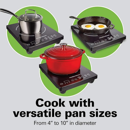 Portable Single Induction Cooktop Countertop Burner Hot Plate with Fast Heating Mode, 1800 Watts, 10 Temperature Settings