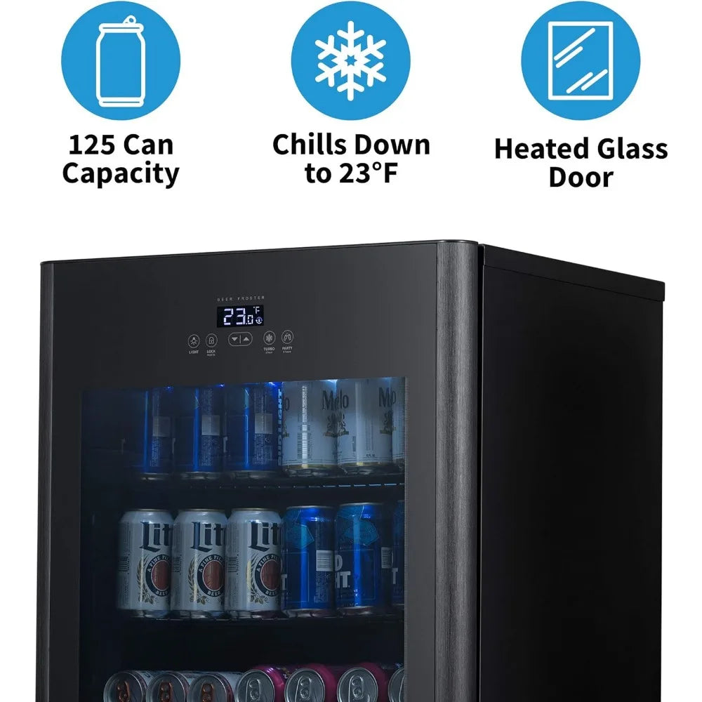 Lodówka i chłodziarka do piwa Beer Froster Mini lodówka o pojemności 125 puszek wolnostojąca lodówka do piwa w chłodzeniu do 23 F z funkcją Frosty w ciągu 1 godziny