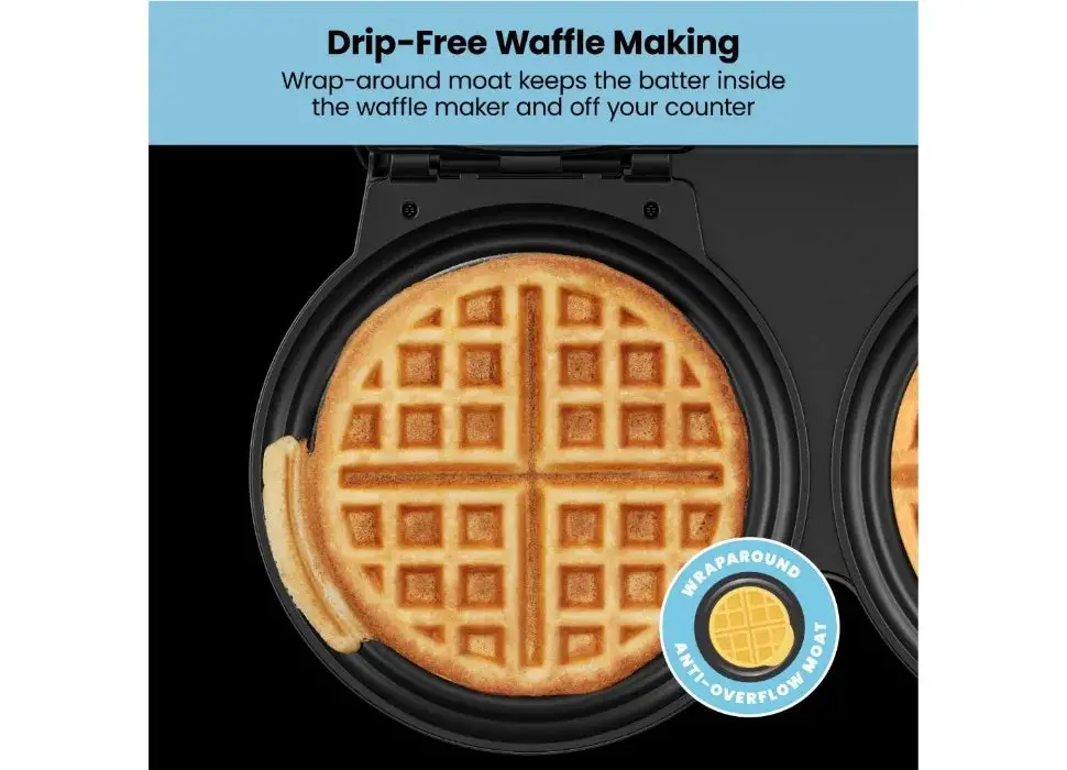 Double Waffle Maker, 6-Inch,2 at a time, 7 Shade Temp Control, Non-Stick, Stainless Steel, mini waffle maker