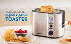 Extra Wide Slot 2-Slice Toaster, Bagel Function Reheat, Defrost, Cancel Functions, 6 Settings, Countdown Timer, Stainless Steel