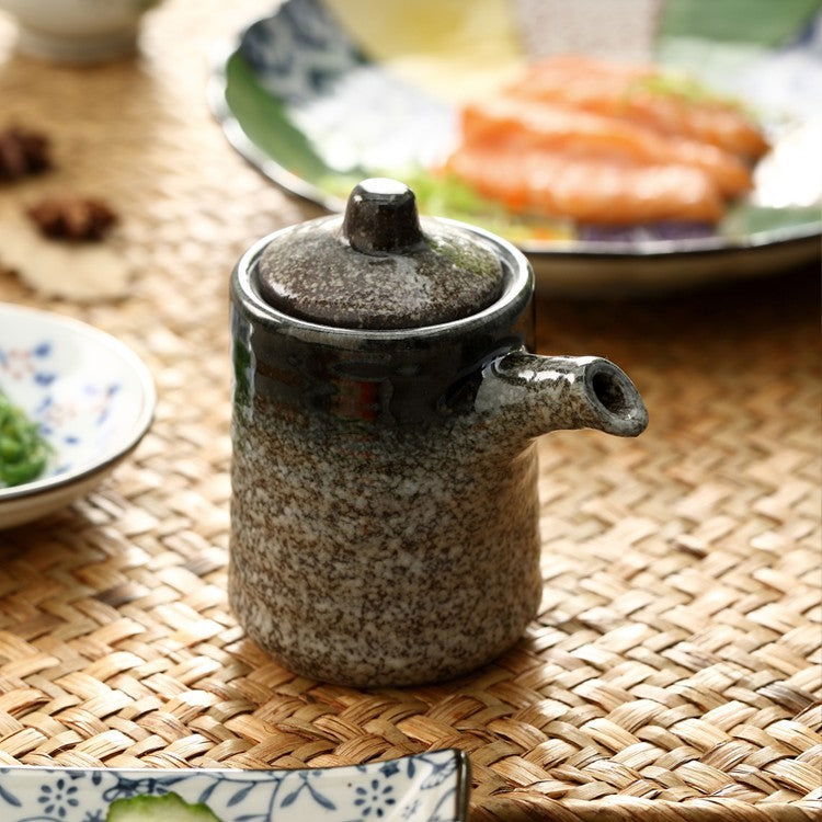 Seasoning Soy Sauce Ancient Simple Japanese Ceramic Oil Pot - Walfos® Kitchenware