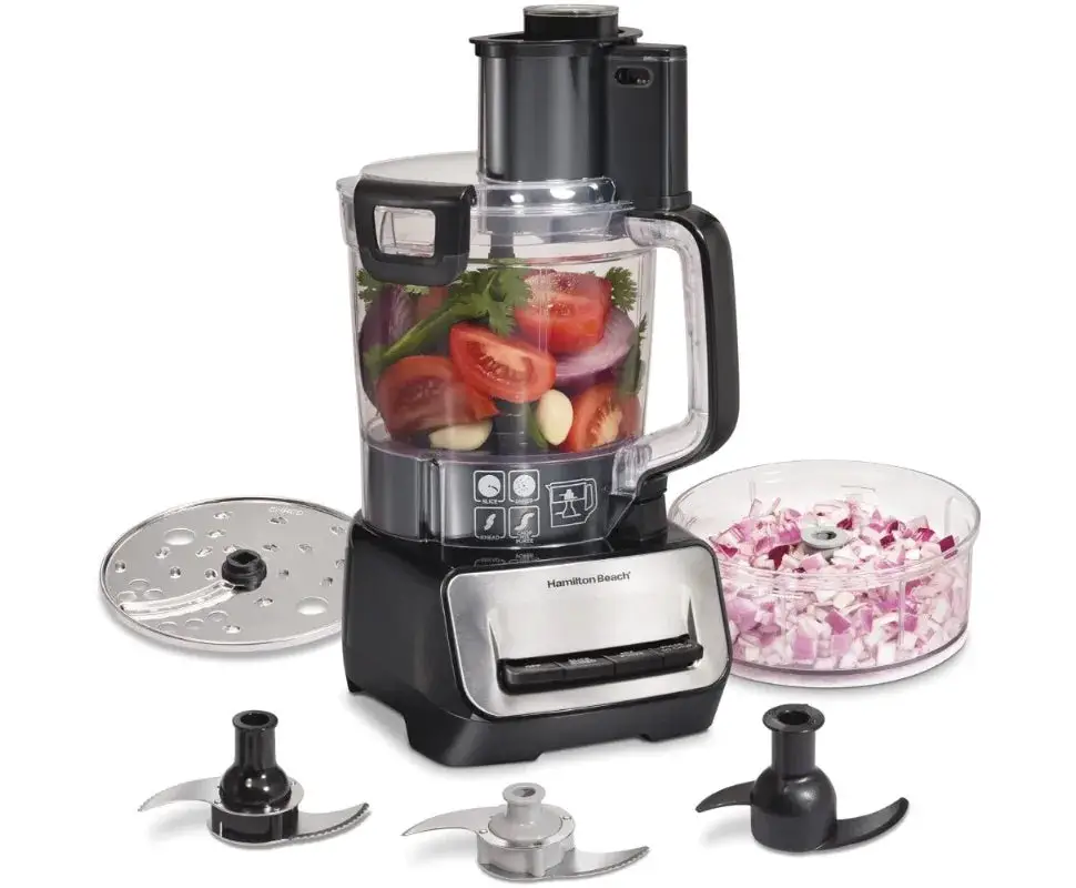 Food Processor and Vegetable Chopper, BPA Free, Stainless-Steel Blades, 14 Cup + 4-Cup Mini Bowls, 3-Speed 500-Watt Motor, Black