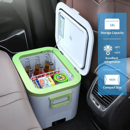 Car Fridge Portable 12V Refrigerator 19 Quart (18 Liter) 12 Volt Freezer Compressor Cooler 12V/24V DC 110～240 V AC for Truck RV