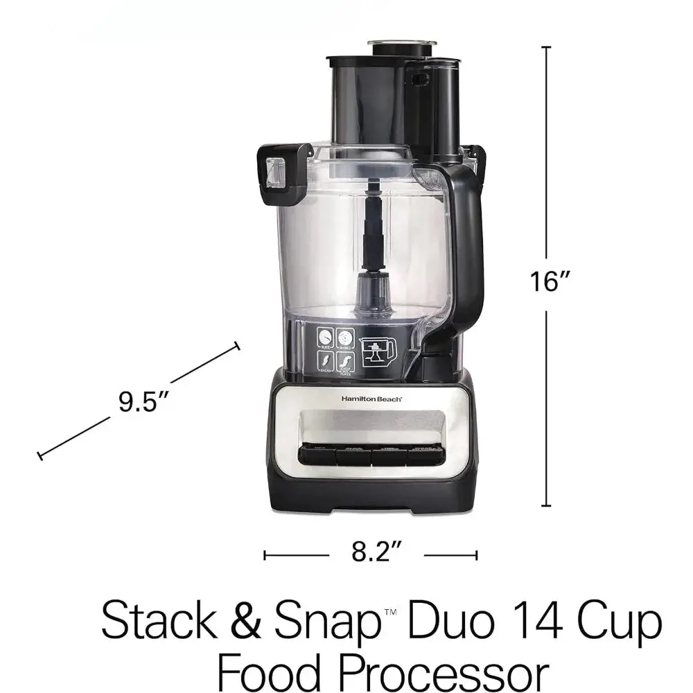 Food Processor and Vegetable Chopper, BPA Free, Stainless-Steel Blades, 14 Cup + 4-Cup Mini Bowls, 3-Speed 500-Watt Motor, Black