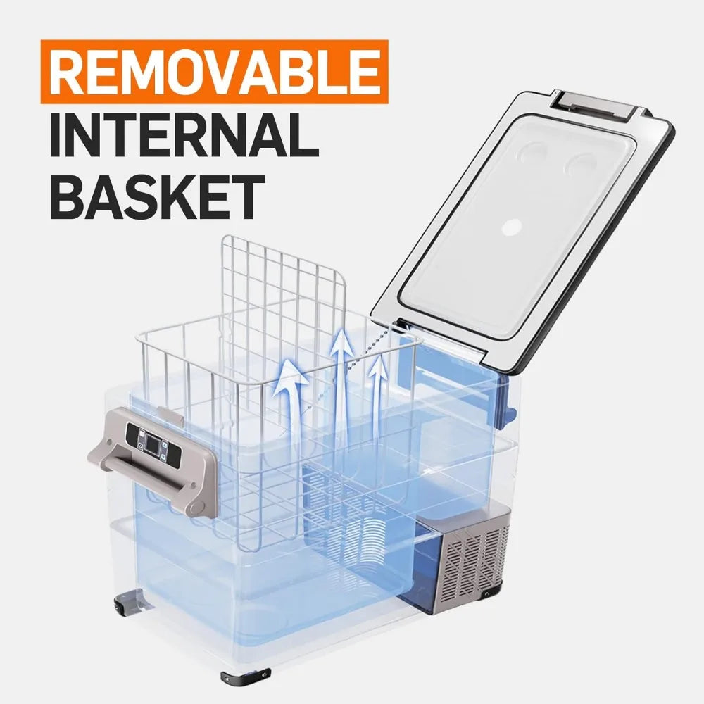 Lodówka samochodowa, 48QT (45L) Lodówka samochodowa elektryczna Chłodziarka APP Control, Lodówka 12V -4℉~68℉, Przenośna lodówka na kemping