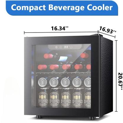 Beverage Refrigerator Cooler 12 Bottle 48 Can - Mini Fridge with Glass Door for Beer Drinks Wines, with Adjustable Shelving