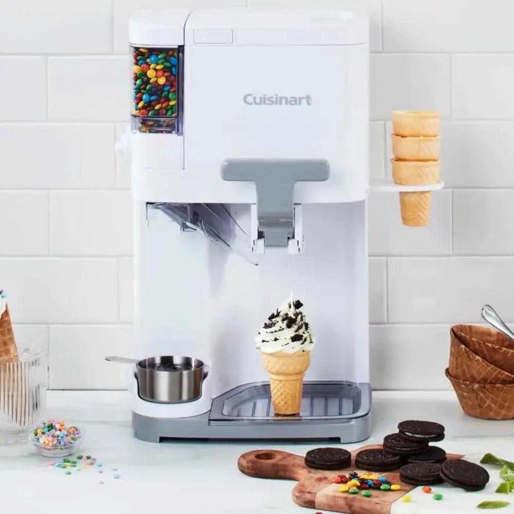 Soft Serve Ice Cream Machine- Mix It In Ice Cream Maker for Frozen Yogurt, Sorbet, Gelato, Drinks 1.5 Quart, White