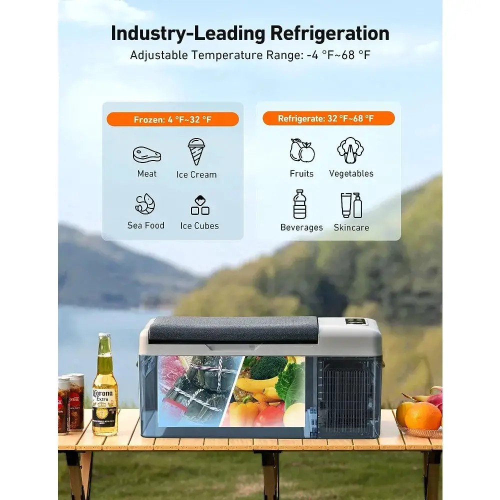 12 Volt Car Refrigerator, Portable Freezer 16 Quart Camping Fridge Cooler 15L (-4℉~68℉) with 12/24V DC & 110V AC for Car, RV