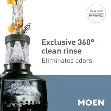 Moen Host Series Disposer with Control Activation 3/4 HP Garbage Disposal with Sound Reduction, Power Cord Included, GXB75C