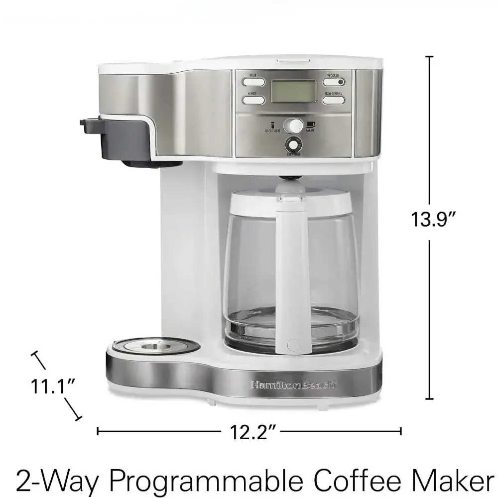 Glass Carafe Espresso Coffee Maker 2-Way 12 Cup Programmable Drip Coffee Maker & Single Serve Machine Auto Pause and Pour Home