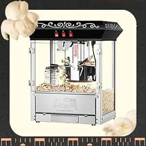 10 oz Countertop Style Popcorn Machine with 3 Control Switches, Built-in Warmer Light, Stainless-steel Construction, Black