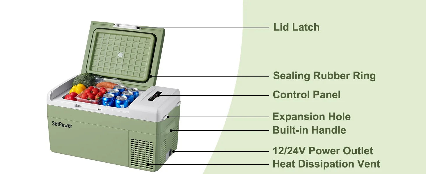 Przenośna lodówka 12 V, -4℉-68℉ Chłodząca lodówka samochodowa, 15 l/15,8 qt Lodówka samochodowa przenośna zamrażarka z 12/24 V DC i 110/240 V AC