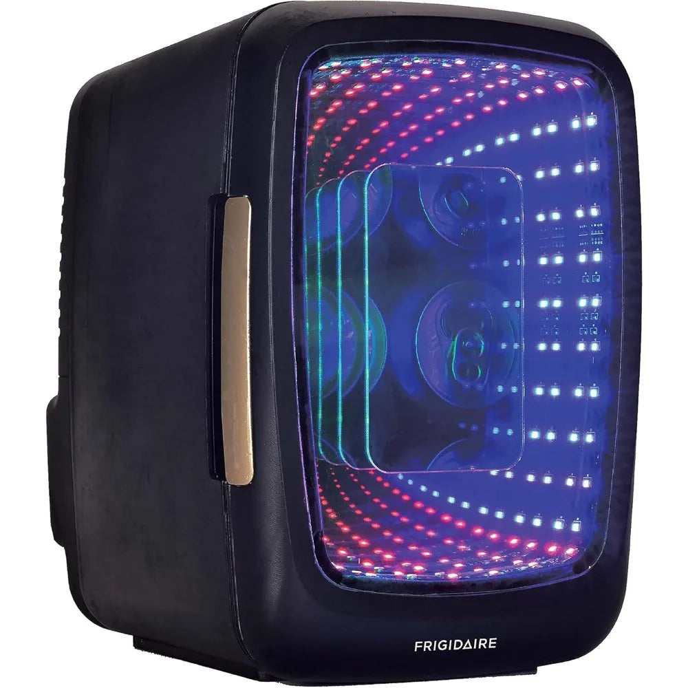 Mini lodówka, 4 litry/6 puszek mała lodówka z oświetleniem LED, podświetlana mini lodówka na napoje do gier, Stealth