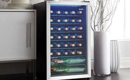 Free Standing Wine Cooler, Holds 36 Bottles, Single Zone Fridge with Glass Door-Chiller for Kitchen, Home Bar, 3.3 Cu.Ft.