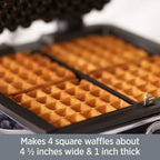 Gourmet Digital Waffle Maker with Removable, Dishwasher-safe Plates. 4 slices, coated with a PFOA-free nonstick, Silver