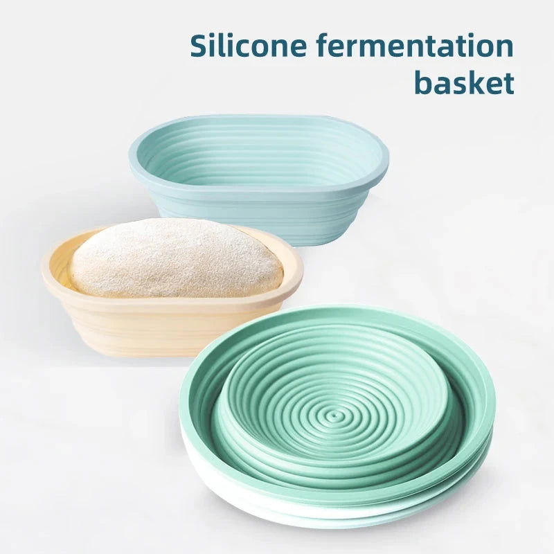 Silicone European bag fermentation basket food grade foldable fermentation basket oval non stick bread fruit basket baking tool - Walfos® Kitchenware