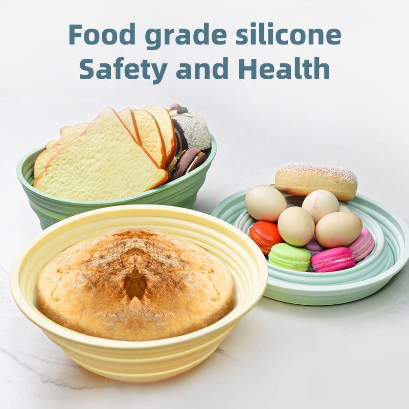 Silicone European bag fermentation basket food grade foldable fermentation basket oval non stick bread fruit basket baking tool - Walfos® Kitchenware