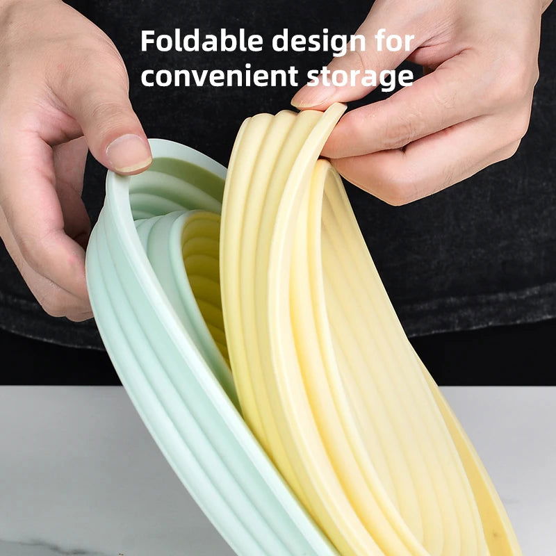 Silicone European bag fermentation basket food grade foldable fermentation basket oval non stick bread fruit basket baking tool - Walfos® Kitchenware