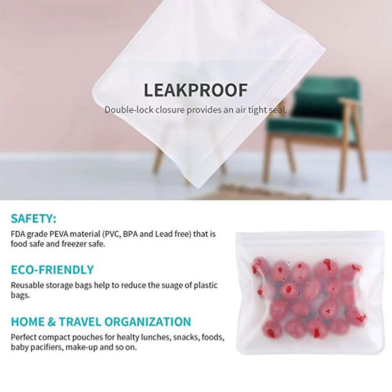Silicone Food Storage Containers Leakproof Containers Reusable Stand Up Zip Shut Bag Cup Fresh Bag Food Storage Bag - Walfos® Kitchenware