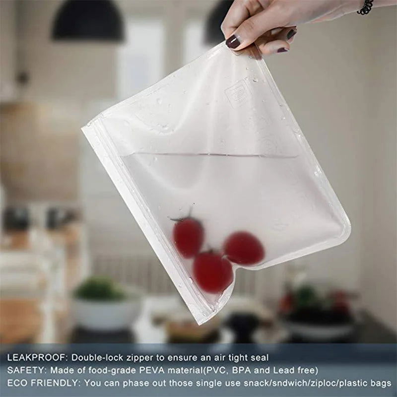 Silicone Food Storage Containers Leakproof Containers Reusable Stand Up Zip Shut Bag Cup Fresh Bag Food Storage Bag - Walfos® Kitchenware