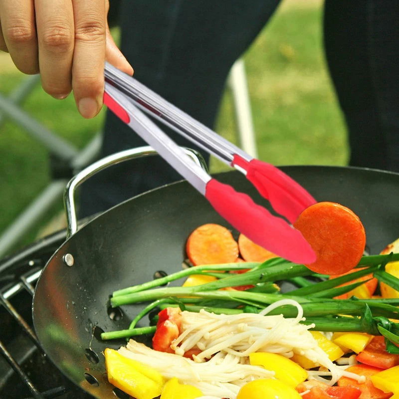 Size S/L Stainless Steel and Silicone Food Tongs for Cooking Kitchen Tongs Kitchen Tools BBQ Clip Salad - Walfos® Kitchenware