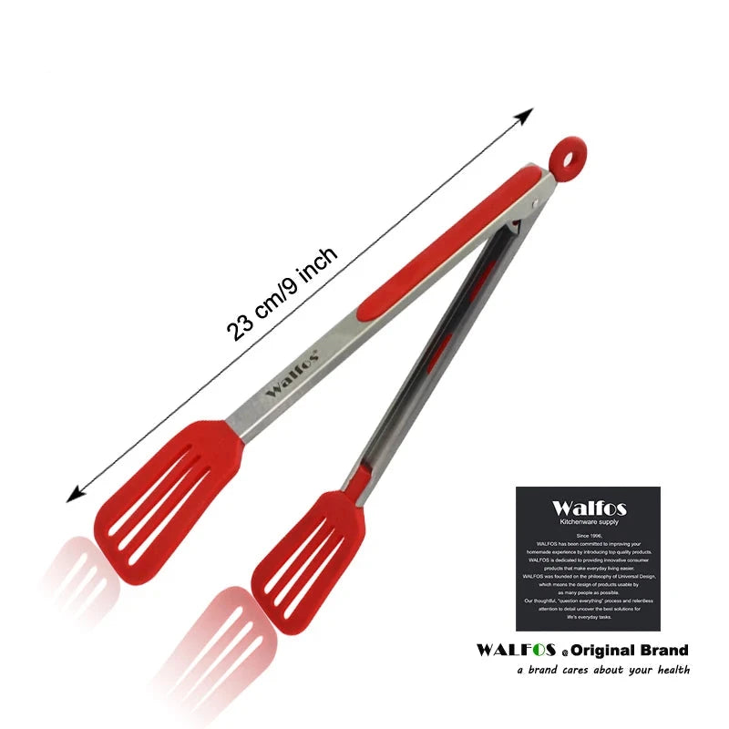 Size S/L Stainless Steel and Silicone Food Tongs for Cooking Kitchen Tongs Kitchen Tools BBQ Clip Salad - Walfos® Kitchenware