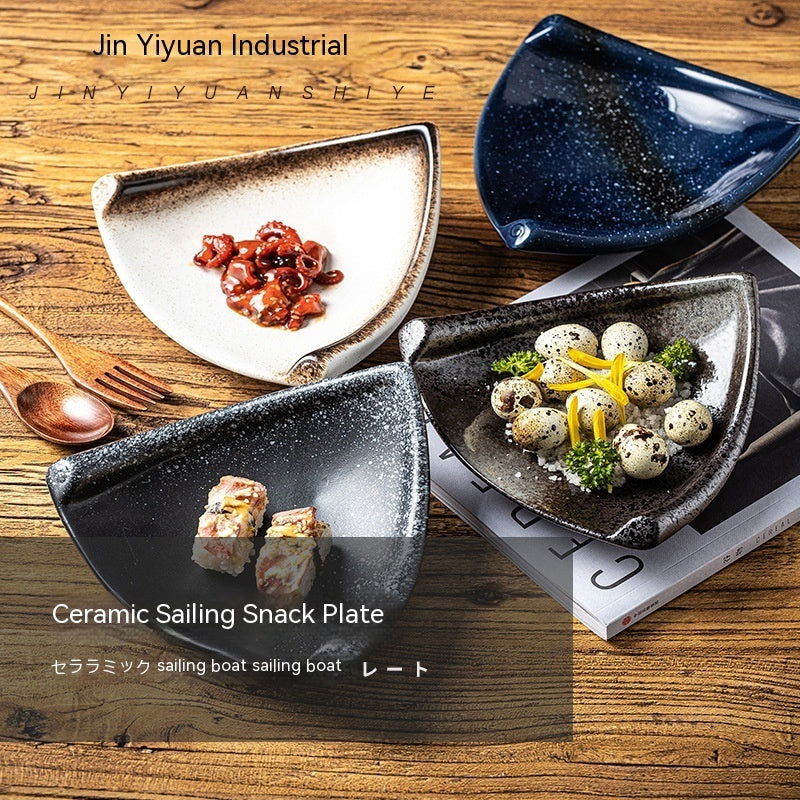 Snack Plate Creative Japanese Ceramic Art Plate Fruit Plate - Walfos® Kitchenware