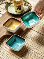 Square Crackle Glaze Ceramic Saucer Dish Soy Sauce Dish - Walfos® Kitchenware