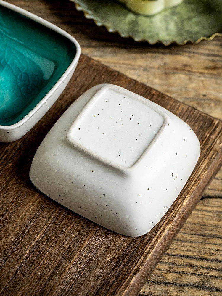 Square Crackle Glaze Ceramic Saucer Dish Soy Sauce Dish - Walfos® Kitchenware