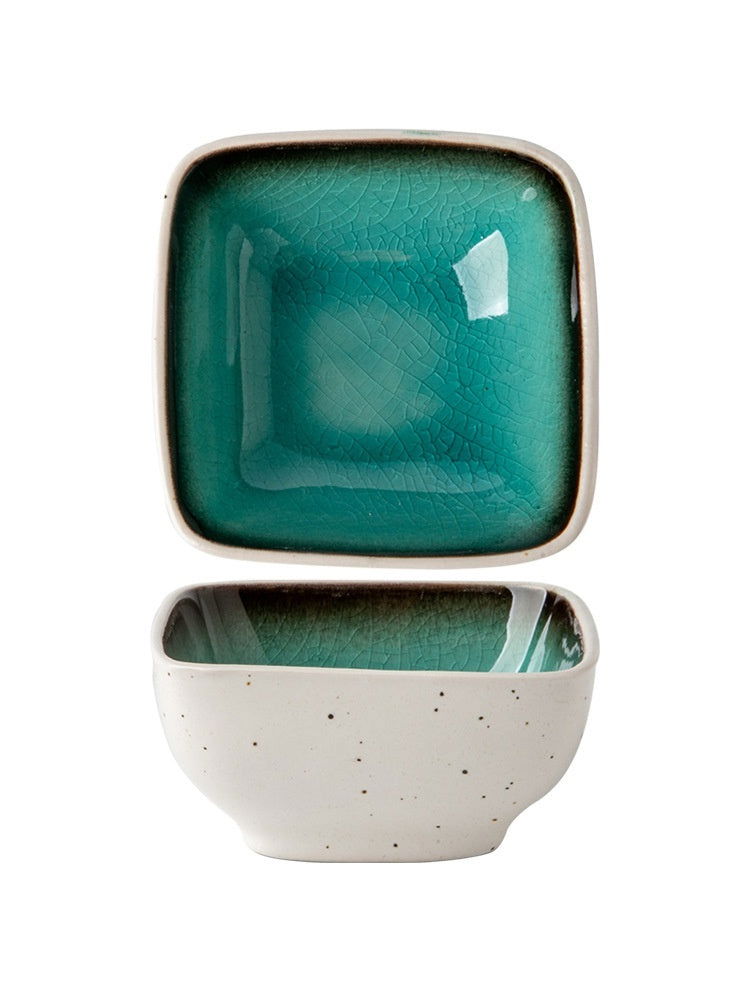 Square Crackle Glaze Ceramic Saucer Dish Soy Sauce Dish - Walfos® Kitchenware