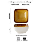 Square Crackle Glaze Ceramic Saucer Dish Soy Sauce Dish - Walfos® Kitchenware