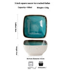 Square Crackle Glaze Ceramic Saucer Dish Soy Sauce Dish - Walfos® Kitchenware
