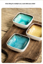 Square Crackle Glaze Ceramic Saucer Dish Soy Sauce Dish - Walfos® Kitchenware