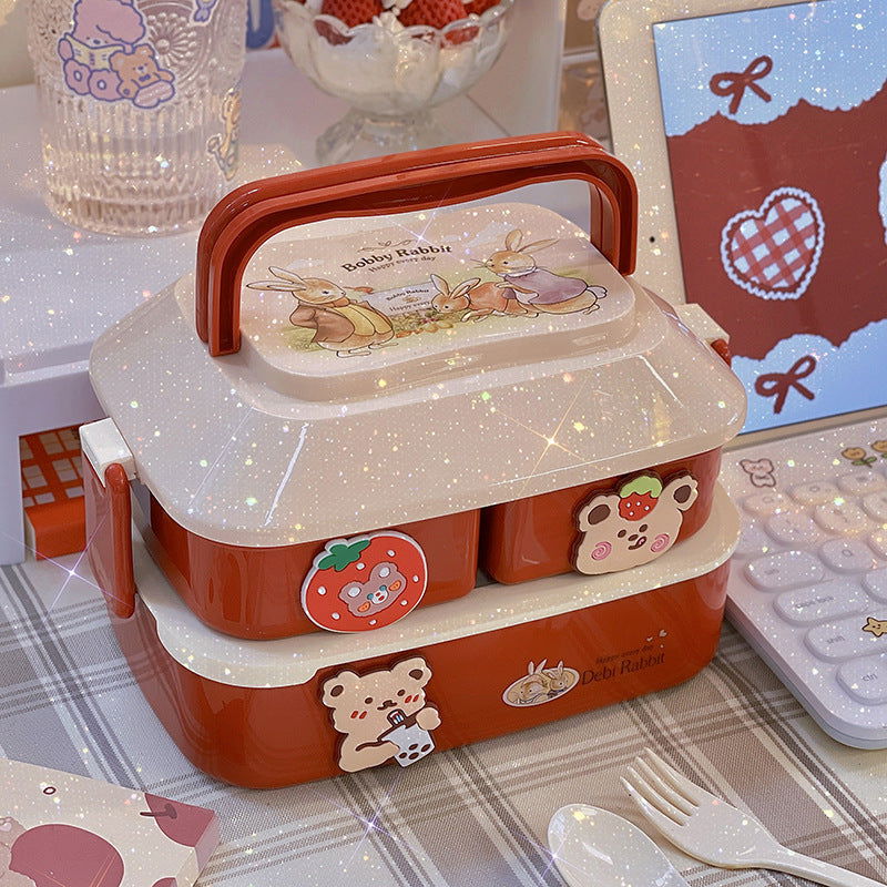 Student's Cute Multi-tiered Lunch Box Japanese Bento - Walfos® Kitchenware