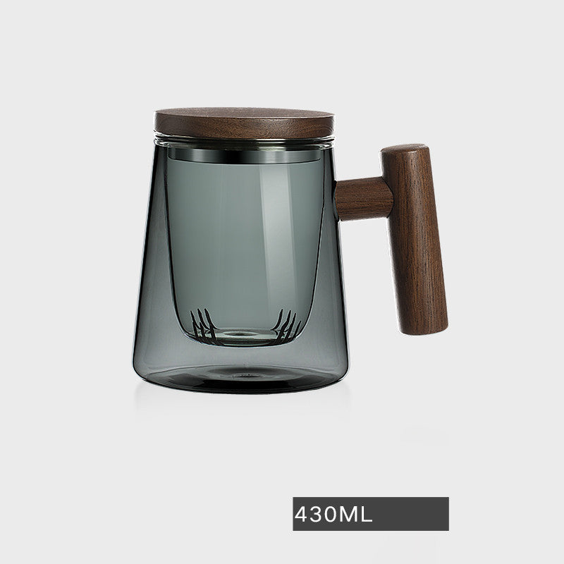 Tea And Water Separation Tea Cup Glass Men's Simple Japanese Flower Tea Cup - Walfos® Kitchenware