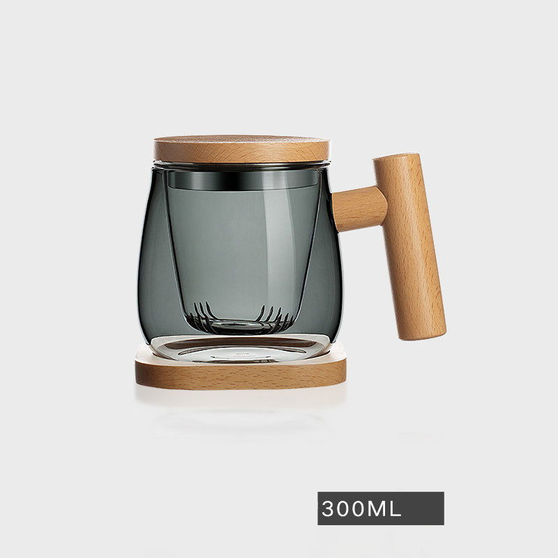 Tea And Water Separation Tea Cup Glass Men's Simple Japanese Flower Tea Cup - Walfos® Kitchenware