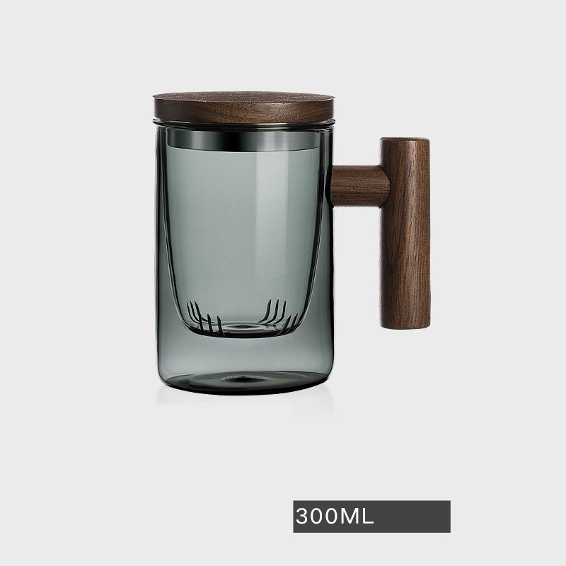 Tea And Water Separation Tea Cup Glass Men's Simple Japanese Flower Tea Cup - Walfos® Kitchenware