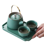 Tea Set Japanese Style Stoneware Tea Cup And Pot Small Set - Walfos® Kitchenware